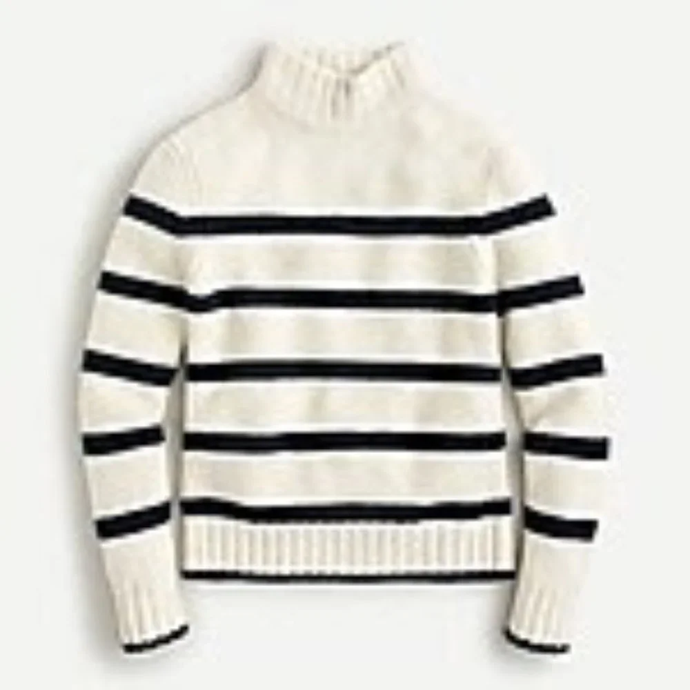 J.CREW MOCKNECK SWEATER IN STRIPED SUPERSOFT YARN - NWT
